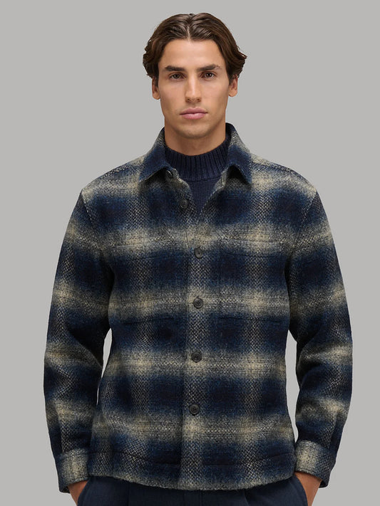Overshirt quadri panno blu XACUS 31442