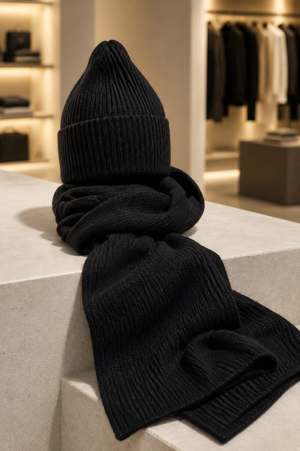 Sciarpa in cashmere nera BAHOBAB W410