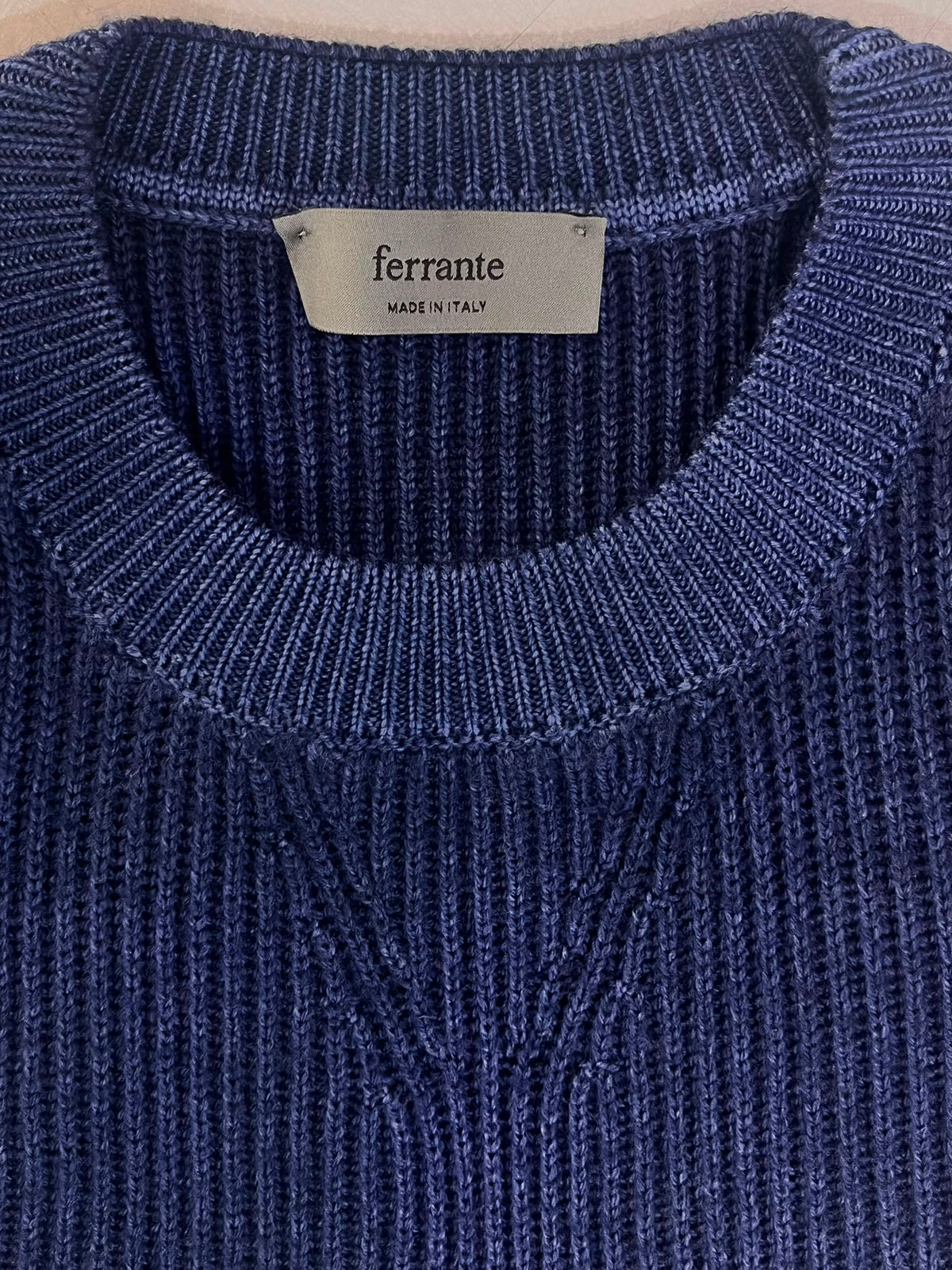 Girocollo a coste blu denim FERRANTE 22121