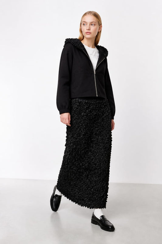 Felpa nera con zip e cappuccio NOUMENO CONCEPT F265