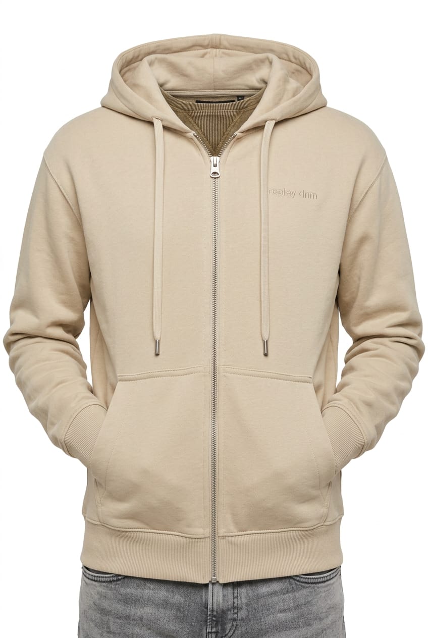 Felpa in cotone con zip e cappuccio REPLAY 7242OW