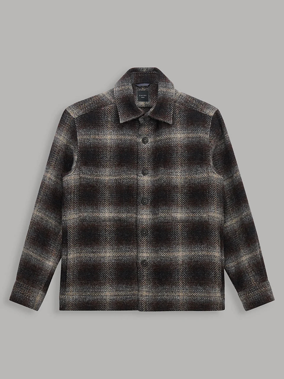 Overshirt quadri panno marrone XACUS 31442
