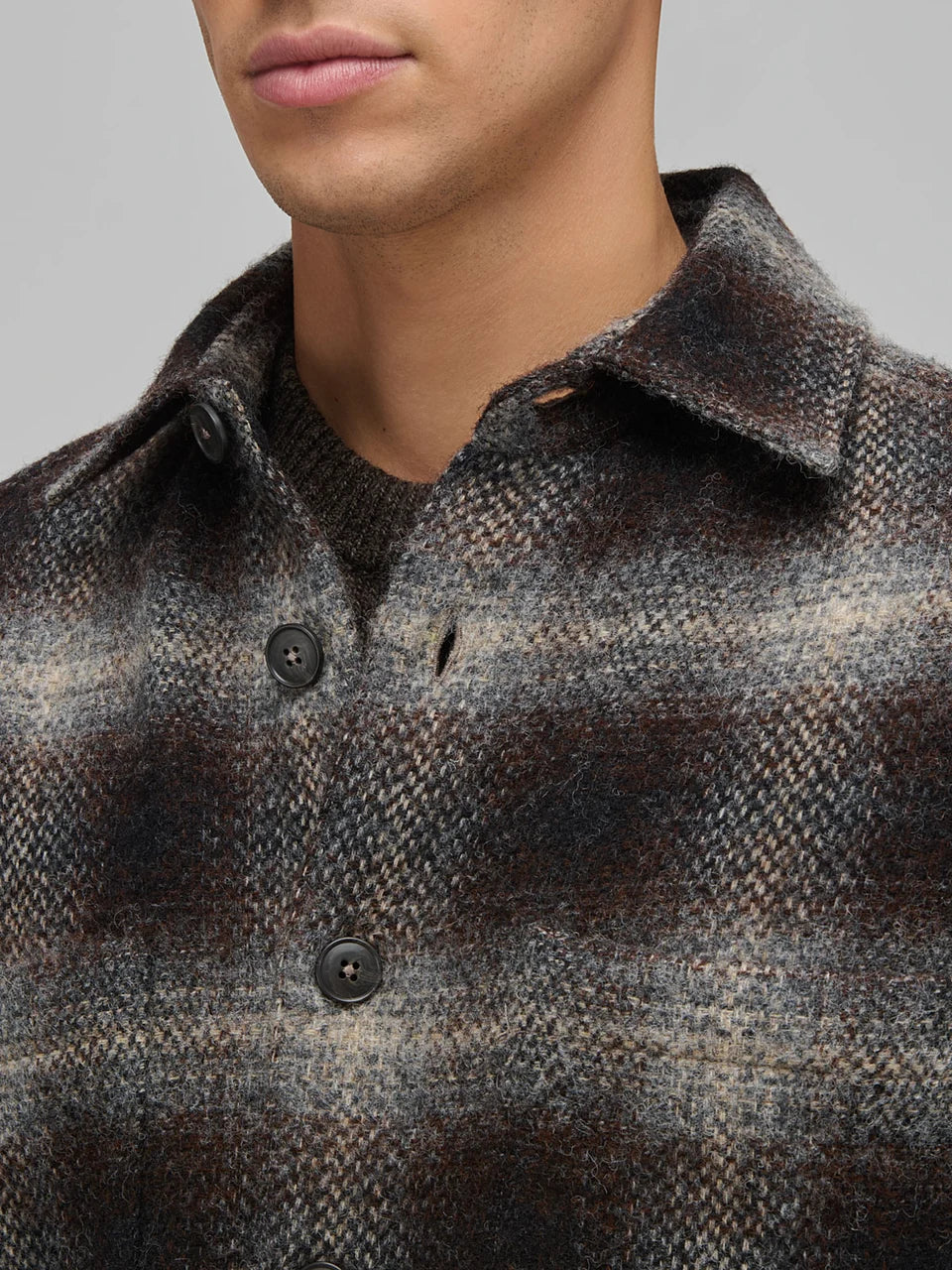 Overshirt quadri panno marrone XACUS 31442