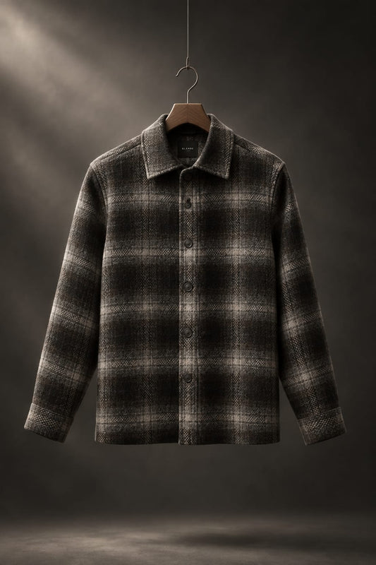 Overshirt quadri panno marrone XACUS 31442