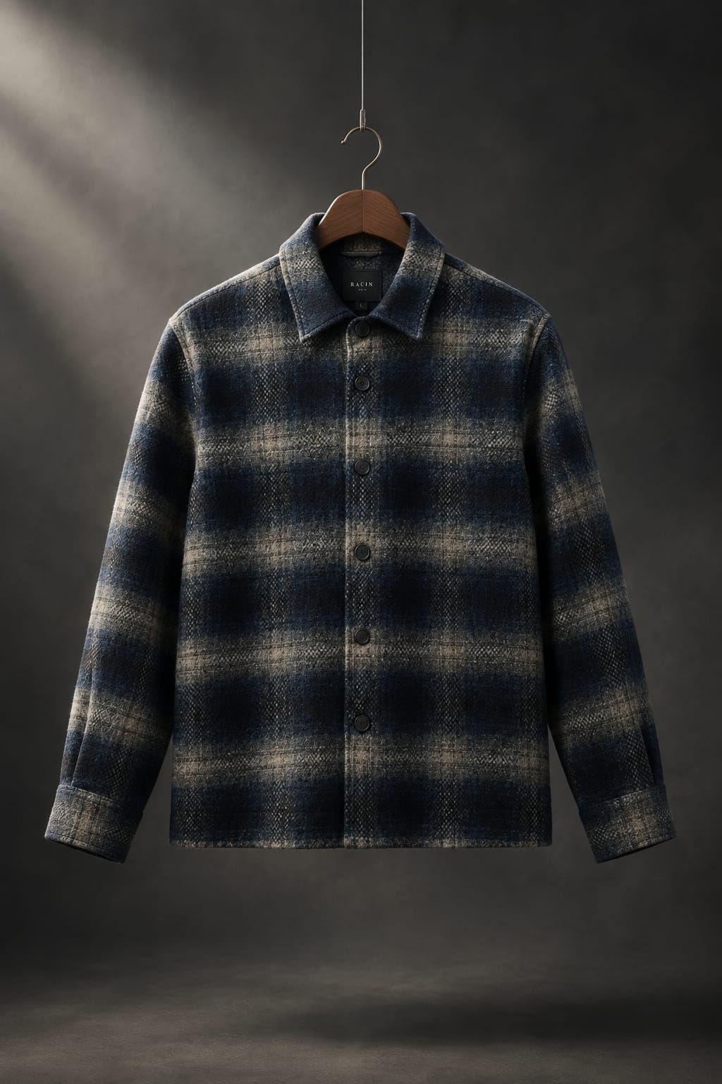 Overshirt quadri panno blu XACUS 31442