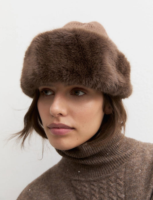 Berretto con bordo furry EMME EMMOLIVETO