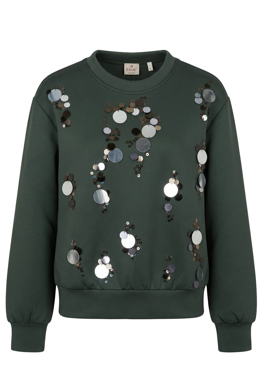 Felpa con paillette verde EMME EMMCRINE