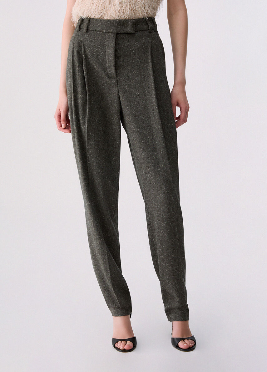 Pantalone in tweed verde CF6076