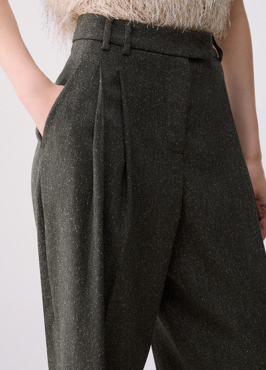 Pantalone in tweed verde CF6076