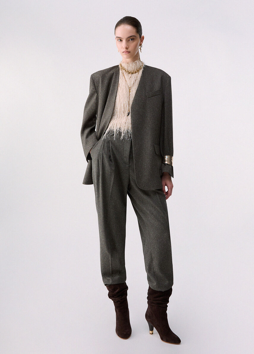 Pantalone in tweed verde CF6076