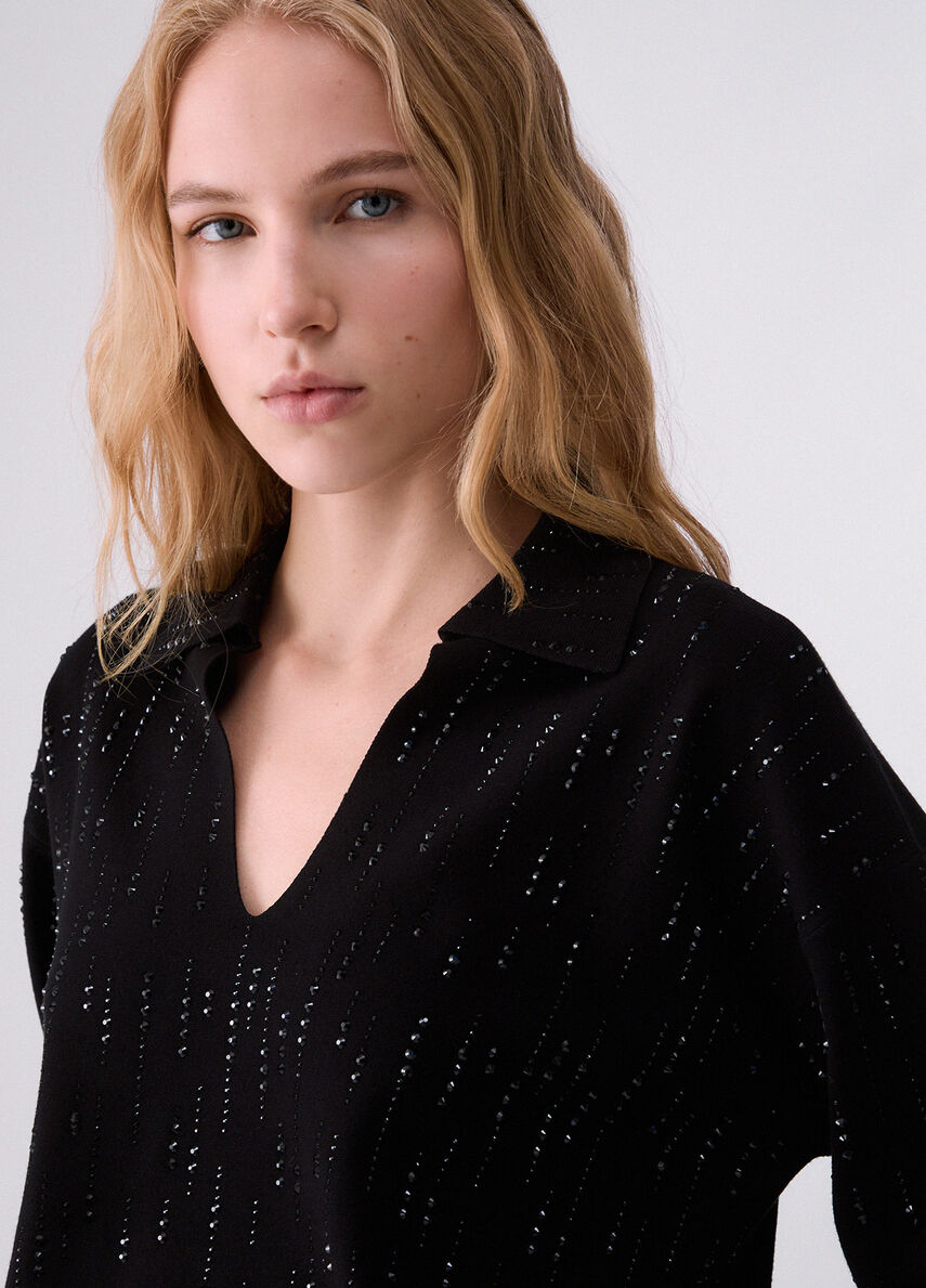 Maglia con ricami gioiello LIU JO CF6161
