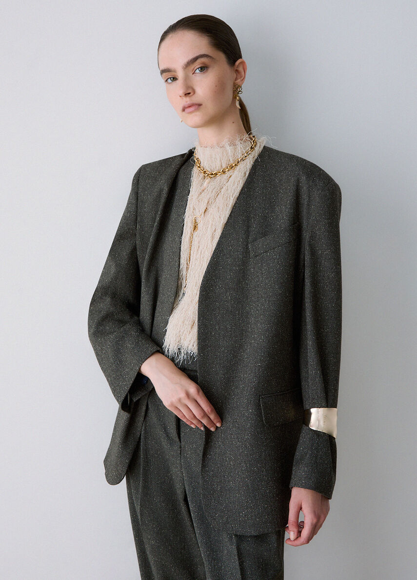 Giacca in tweed verde LIUJO CF6218