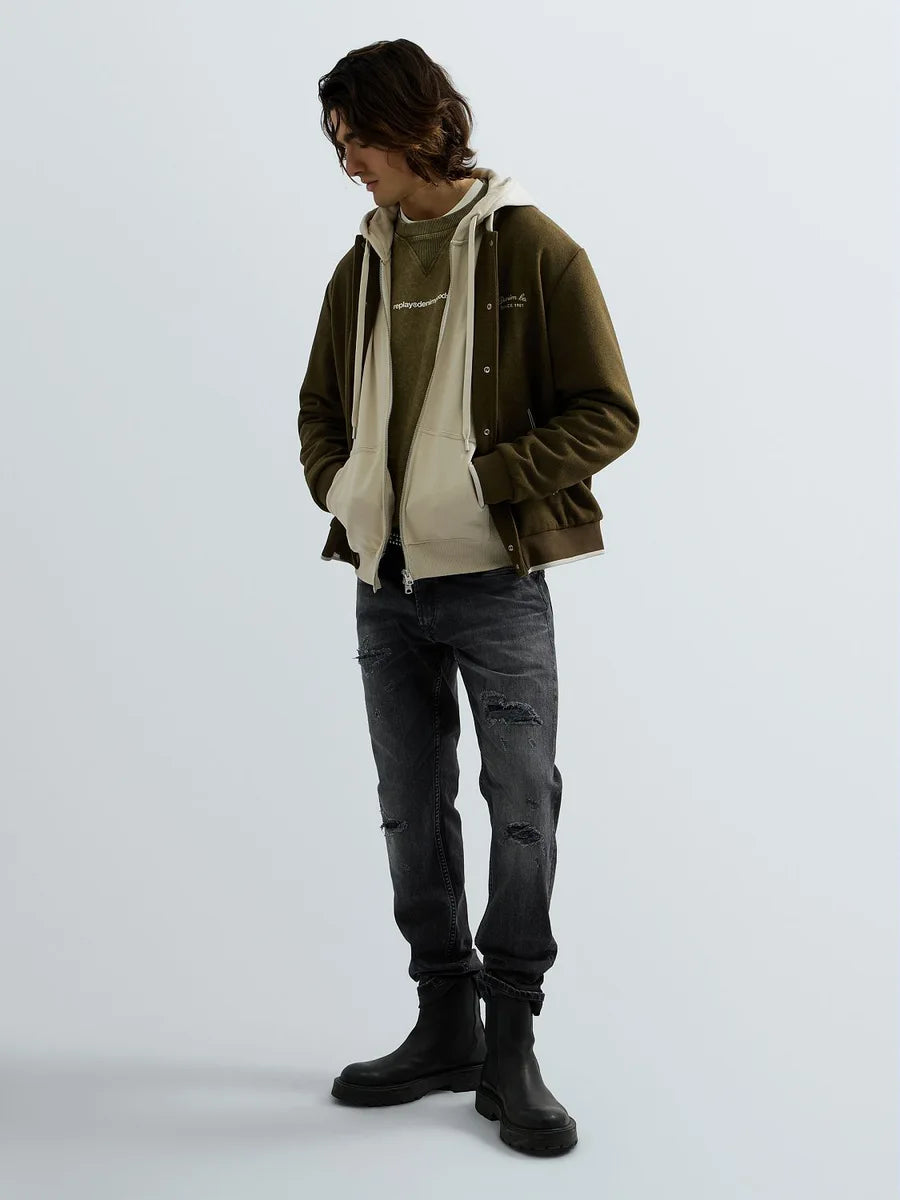 Felpa in cotone con zip e cappuccio REPLAY 7242OW